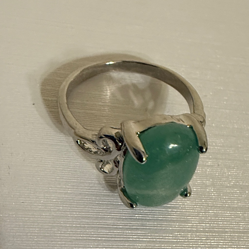 Elegant Silver Teal Green Stone Boho Ring | Women’s casual occasions Ring